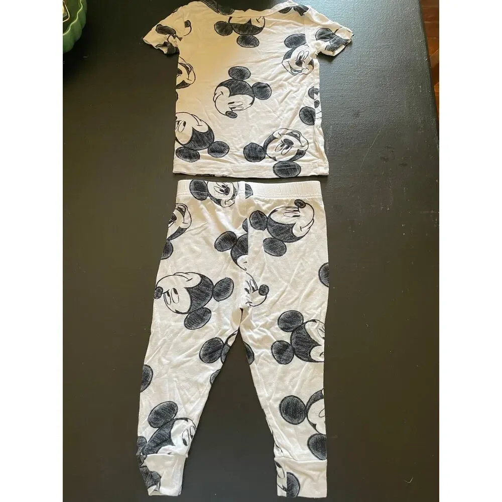 DISNEY JUNIORS Toddler 2pc Sketchy Mickey Mouse Viscose Pajama Set - 18 Months